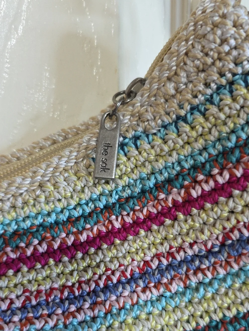 The Sak Multicolor Striped Woven Hobo with Cream Strap